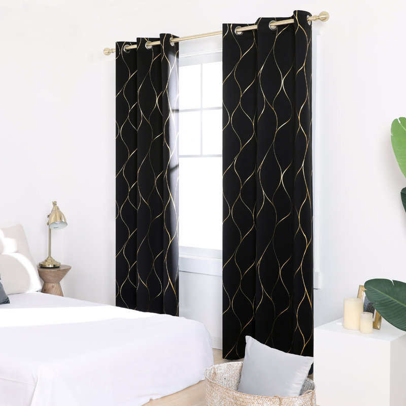 Valmar Blackout Curtain Pair, Black, Width 132 x Drop 214cm
