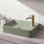 Mini-lavabo de salle de bain rectangulaire encastré mural moderne en céramique l 15 po x P 8,5 po Felix, trou de robinet à droite, olive mat