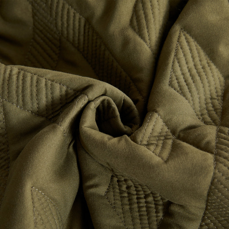 Courtepointe réversible en microfibre , Courtepointe grand + 2 couvre-oreillers standard, Vert olive