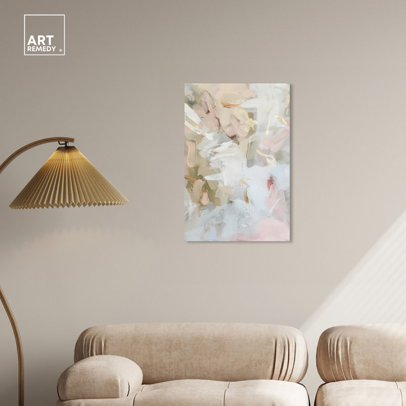 Light Voyage Abstract Beige and White Canvas Wall Art, 20" x 30"