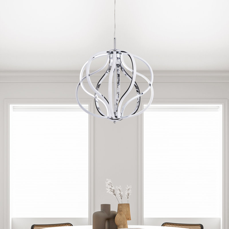 Graicen 10 - Light 20"W Dimmable LED Globe silver Metal Modern Chandelier for Dining Room or Kitchen