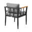 Chaises de patio d'extérieur en aluminium et teck avec coussins gris Florentine