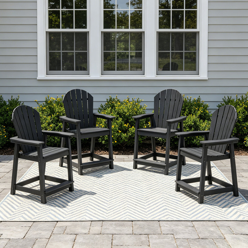 Chaise de bar d'extérieur Hdpe Adirondack, Noir