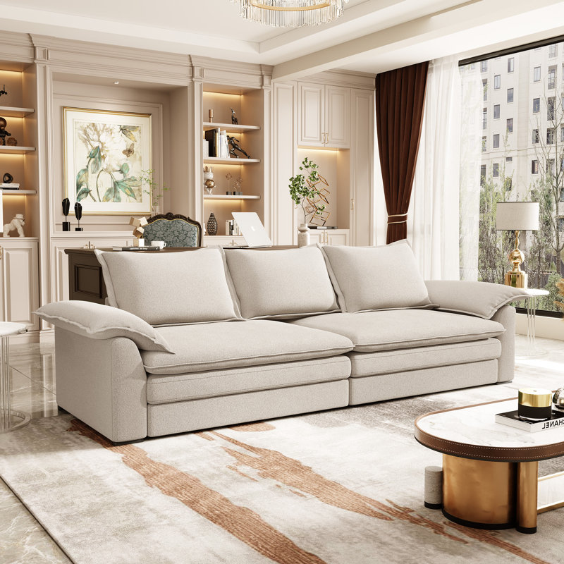 4 Seater Chenille Sofa, Beige