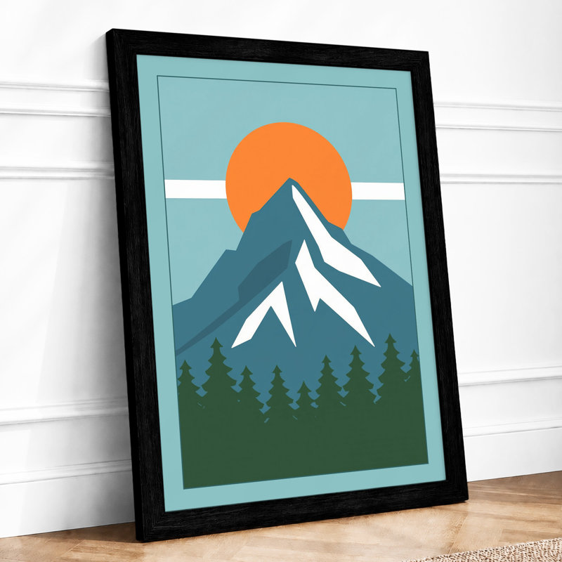 Mountain at Sunrise Minimalist - Framed Print, A1 - 84.1 x 59.4 cm, Black