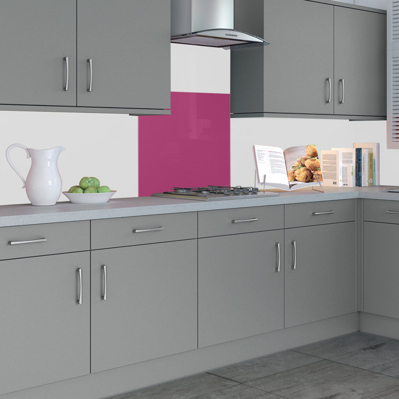 90cm W x 75cm L Glass Peel and Stick Panel, Deeppink