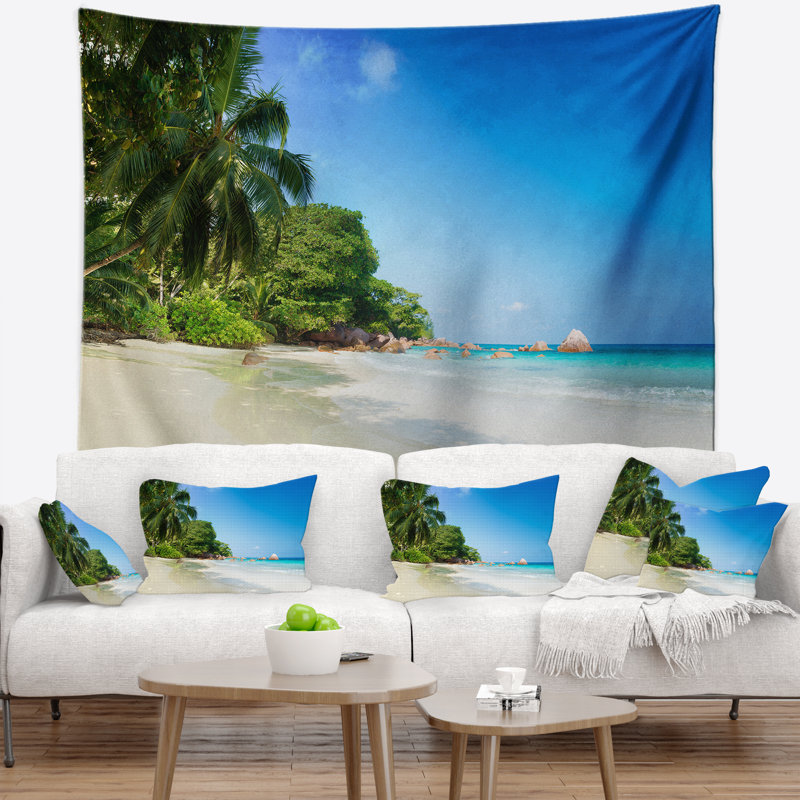 Seascape magnifique praslin island tapisserie seychelles, H 32 po x l 39 po