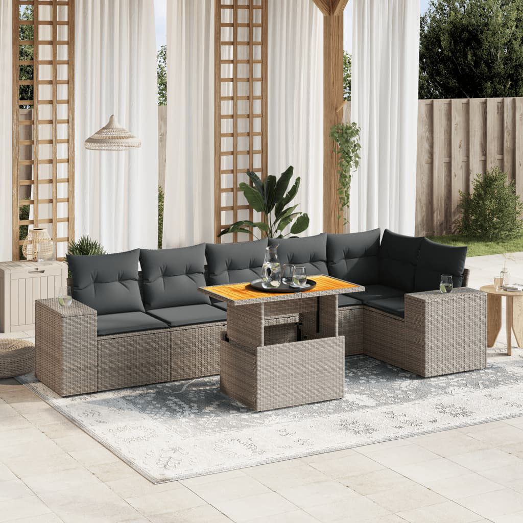 6-Sitzer Lounge-Set aus Polyrattan mit Polster