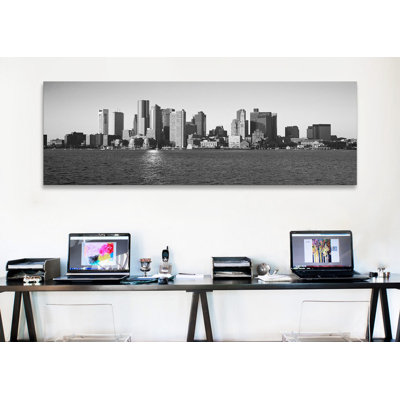 Cityscape d’horizon panoramique, reproduction de photo sur toile en gris boston