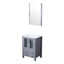Gris foncé 24 po Large meuble-lavabo comprenant un comptoir en céramique blanche, un miroir étroit à fixation murale de 22 po, des tiroirs à fermeture en douceur et une surface de travail avec une grande surface de fermeture rectangulaire