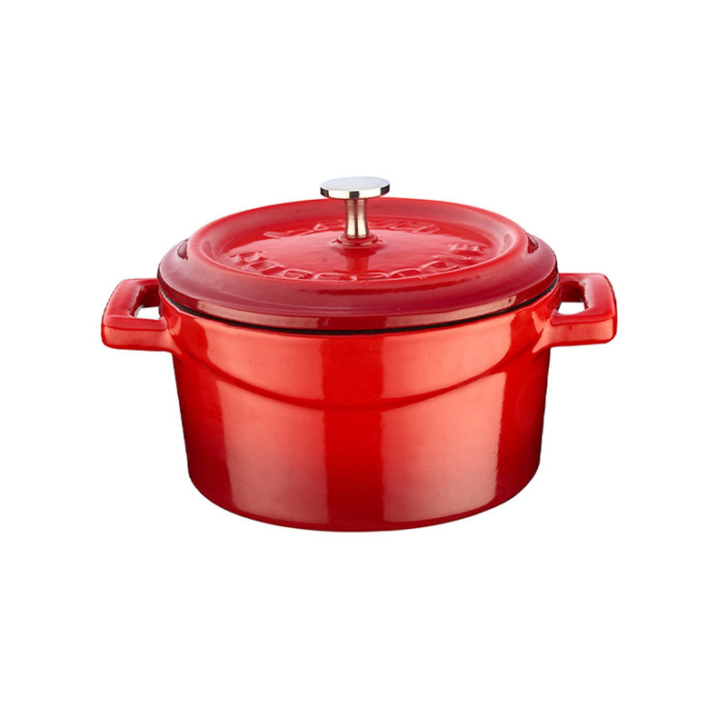 Casserole en fonte émaillée Lava 0,35 pte Rond avec couvercle tendance, Rouge