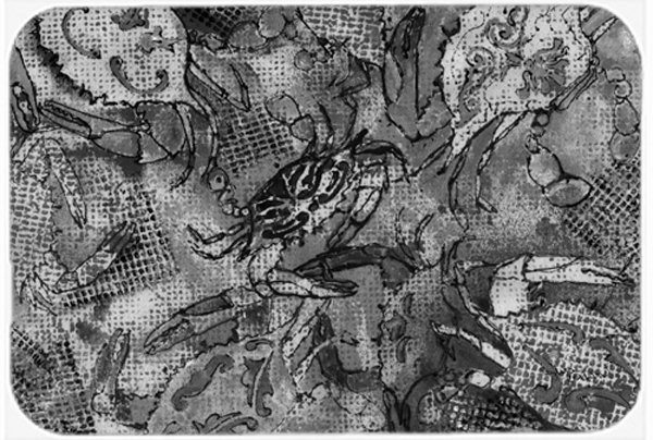 Canvas Abstract Crabs Glass Cutting Board