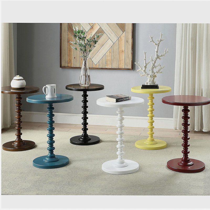 Table d'appoint ronde en bois jaune Sally, Jaune