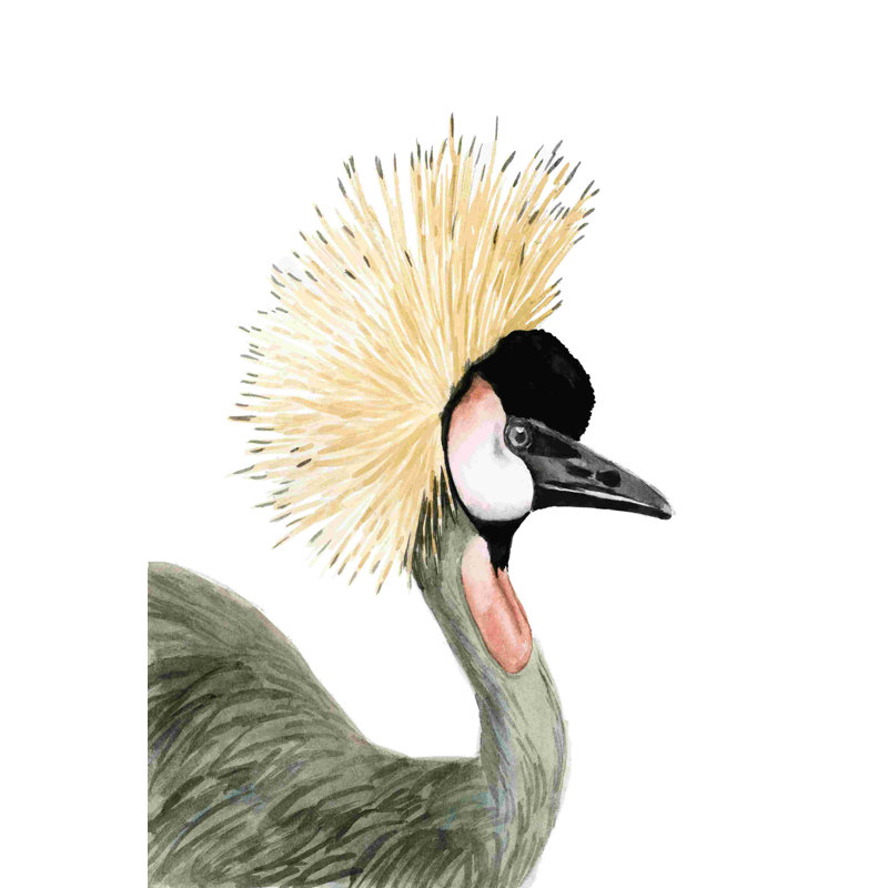 Grue aquarelle, H 48 po x l 32 po