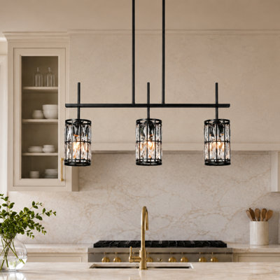 Luminaire suspendu linéaire à 3 lumières pour îlot de cuisine l 31,5 po Baconton