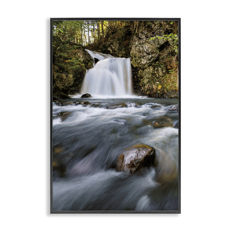 Giclée encadrée en cascade d'eau fraîche, design par Sean Greenough, H 24 po x l 16 po, Giclée encadrée noir minuit