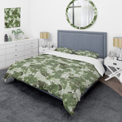 Camouflage vert tendance - ensemble de housse de couette abstrait - microfibre de polyester