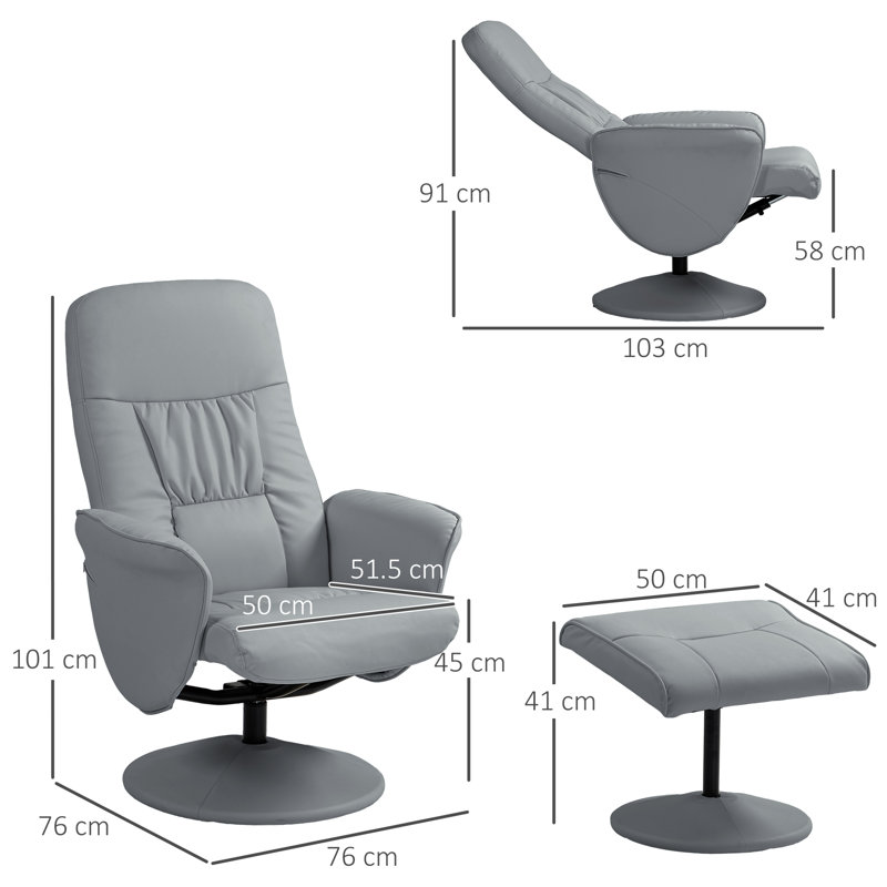 Copenhagan 76 Wide Recliner, Light Grey