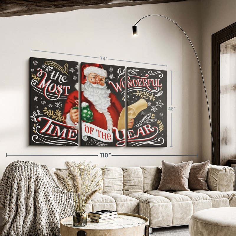 «Santa's List II Black» sur toile, H 48 po x l 74 po