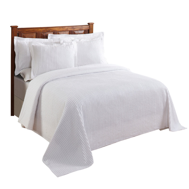 Ensemble de couvre-lit 100% coton Jullian Collection, Couvre-lit grand et 2 taies décoratives, Blanc