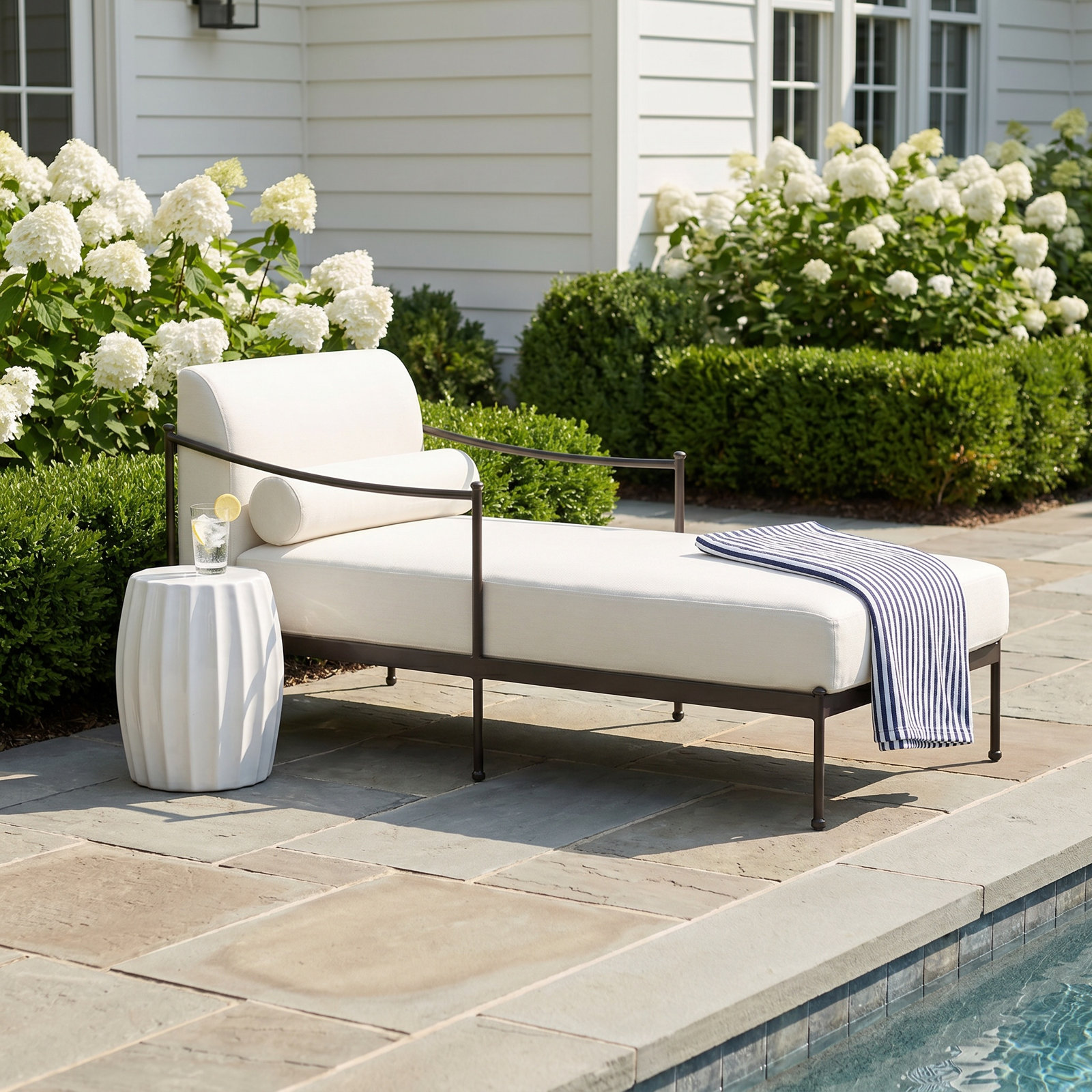 Granger Outdoor Chaise, Bombay Flax
