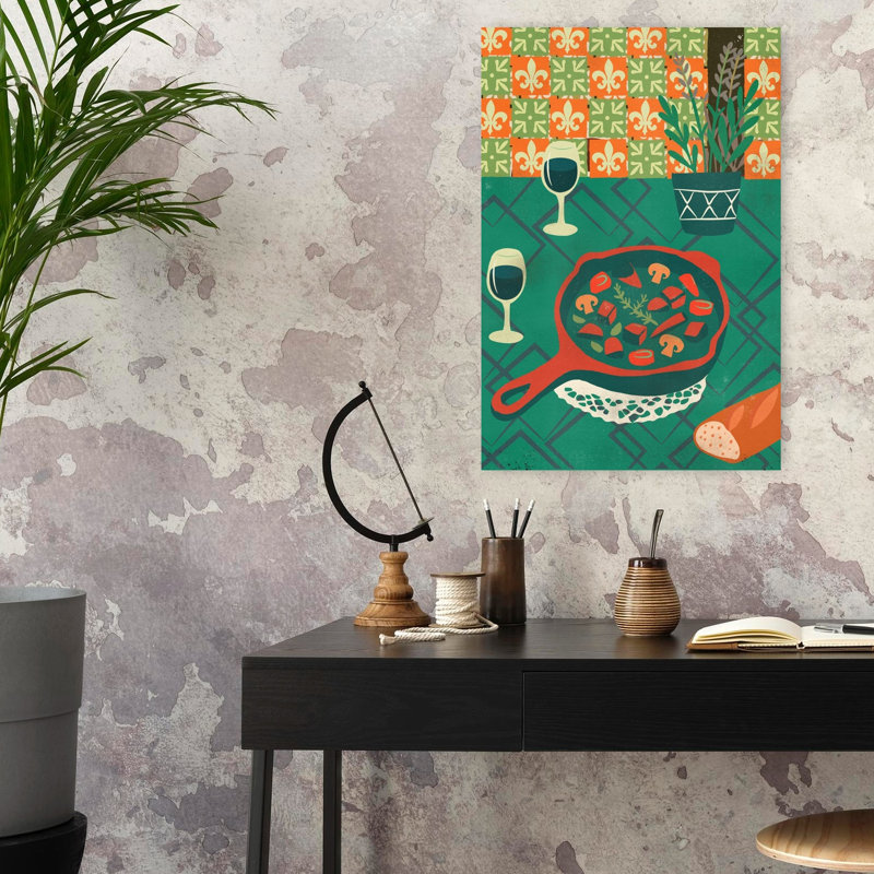 Art mural Cozy French Dinner, H 24 po x l 16 po
