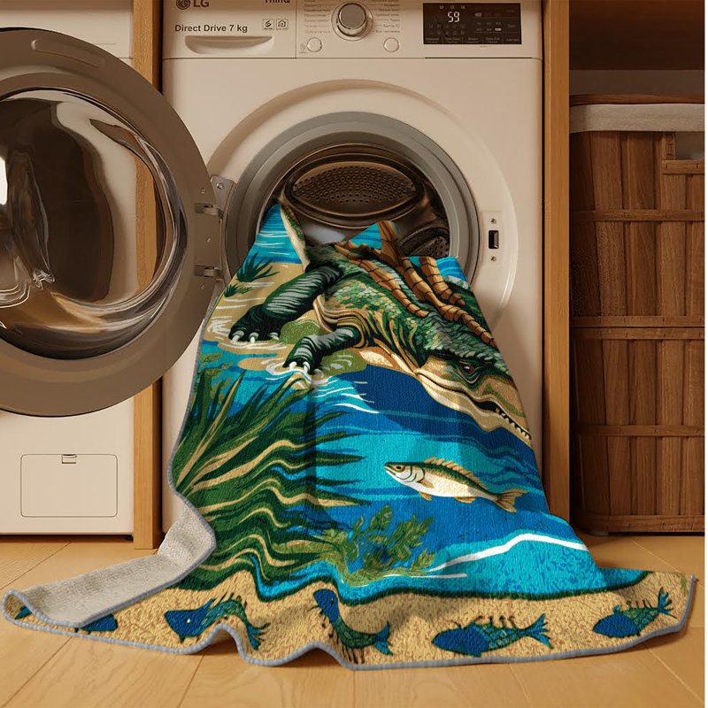 Tapis brun dinosaures lavable à la machine, Rond 3 pi