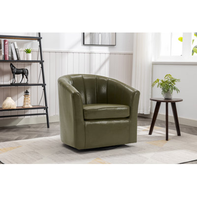 Faux Leather Swivel Barrel Chair