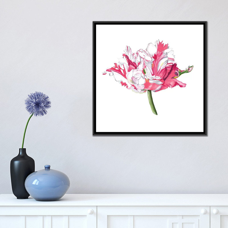 « brighton fleuris v », impression sur toile, H 18 po x l 18 po x P 1,5 po, Pas de tapis, Toile encadrée noire
