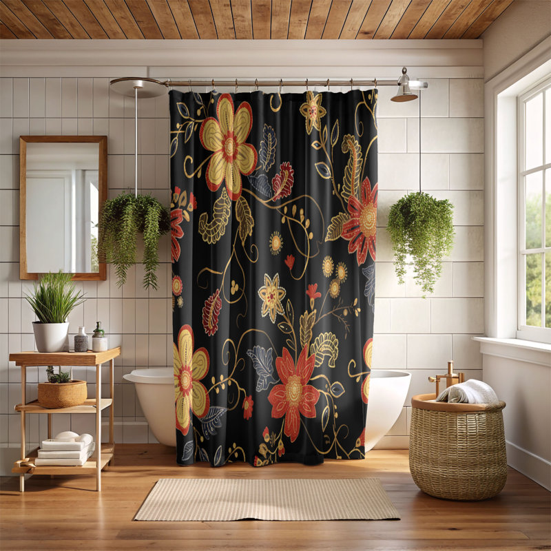 Rideau de douche Batik Flower Power - Premium, H 74 po x l 71 po