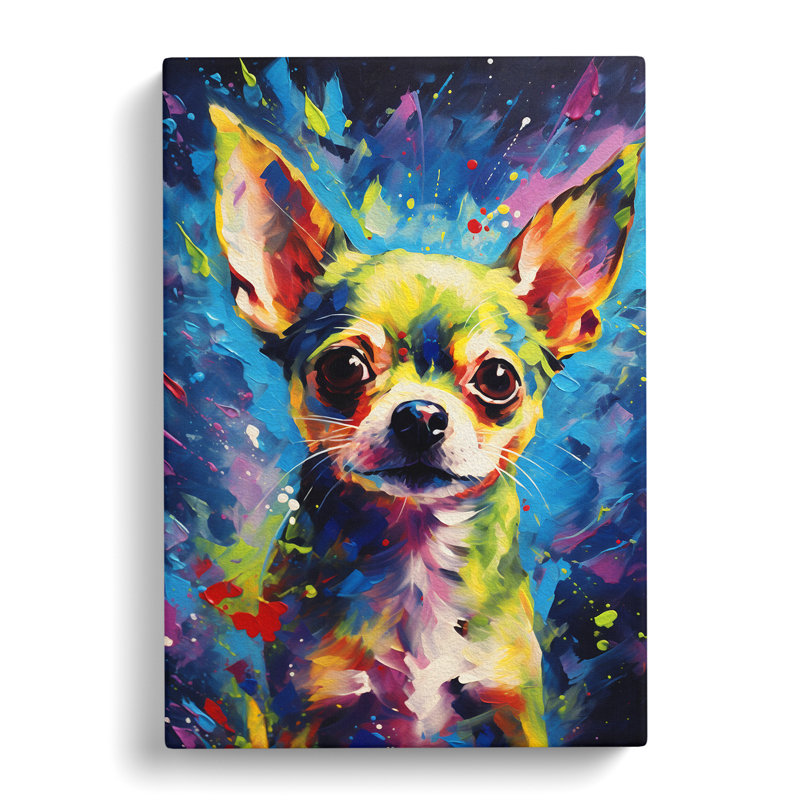 Chihuahua Action Painting No.3 - Wrapped Canvas, 60cm H x 40cm W x 3cm D