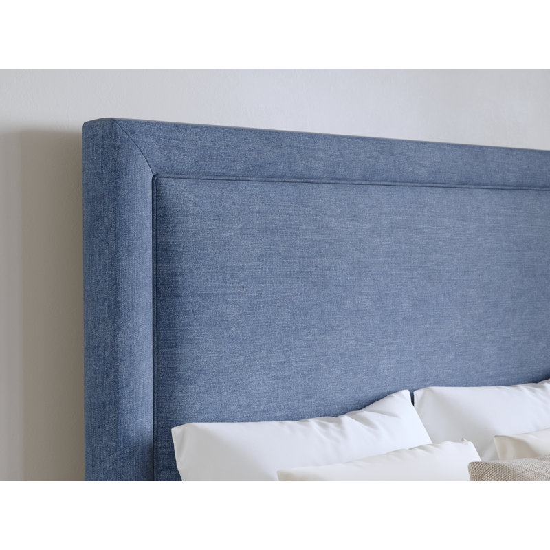Lit tapissier standard à profil bas Evart, Très grand, Bleu