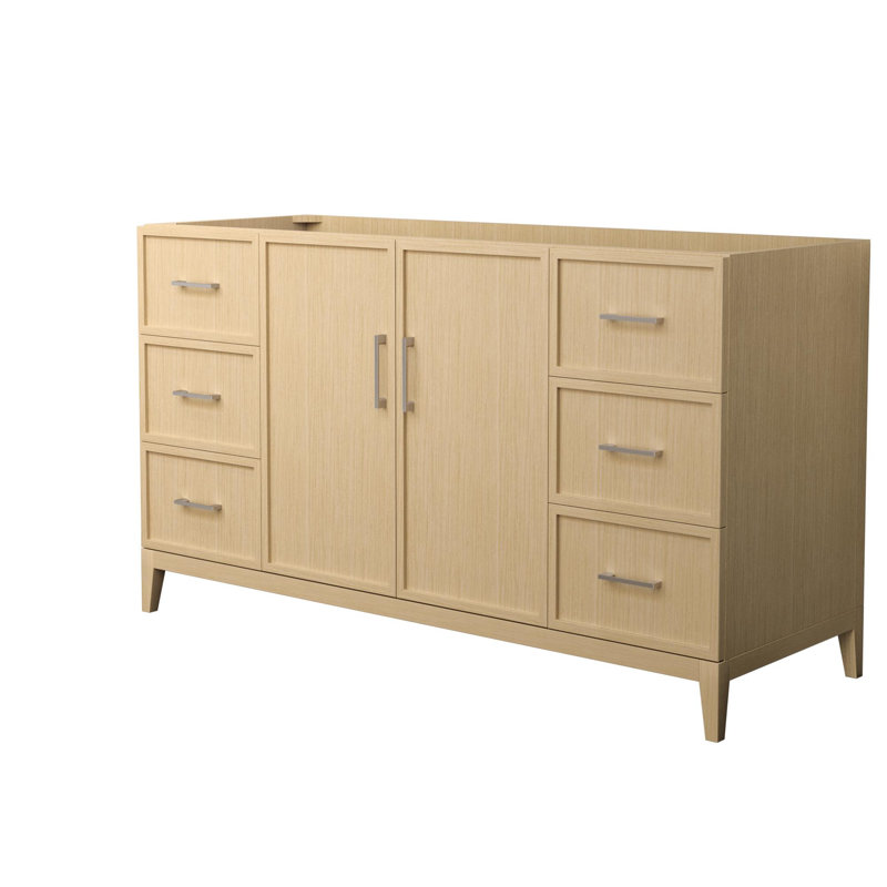 Elan 59'' W Single Bathroom Vanity Base, Tan/Brushed Nickel
