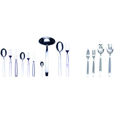 Mediterranea Flatware Set with H/H Knives (Configuration P) - 113 Pieces - Stainless Steel