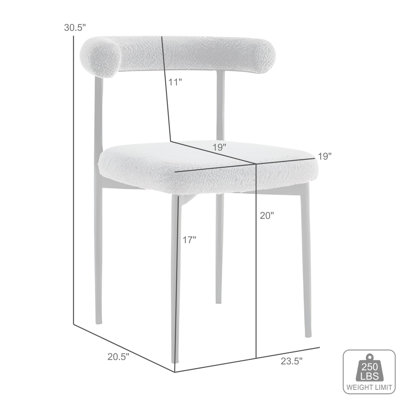 Mirranda Armless Dining Chair with Open Low Back in Metal Legs and Fabric Upholstery