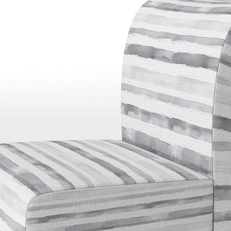 Fauteuil de chambre rayé rembourré gris et blanc, Pantoufle sans accoudoirs