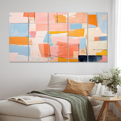 Éphémères pensées de Colorfields II - reproduction d'art sur toile abstraite - 5 panneaux égaux