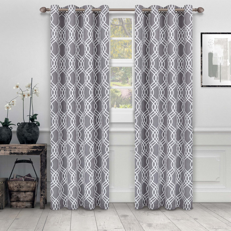 Paire de rideaux obscurcissant 100% polyester Écosse, L 52 po x L 108 po, Argent