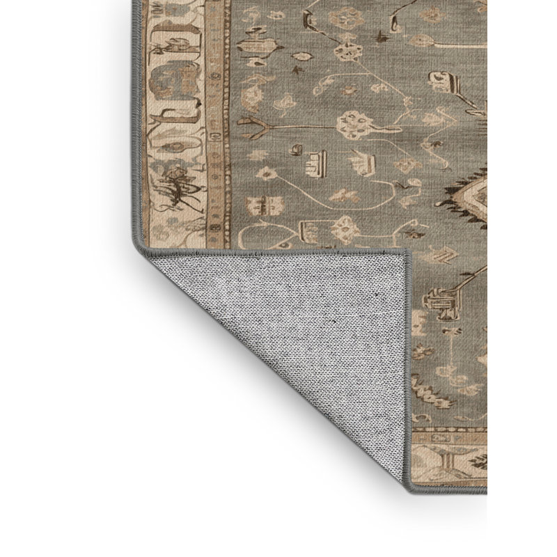 Tapis turc gris lavable à la machine, Carré 5 pi