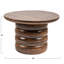 Table basse ronde en bois de manguier Sable avec base nervurée