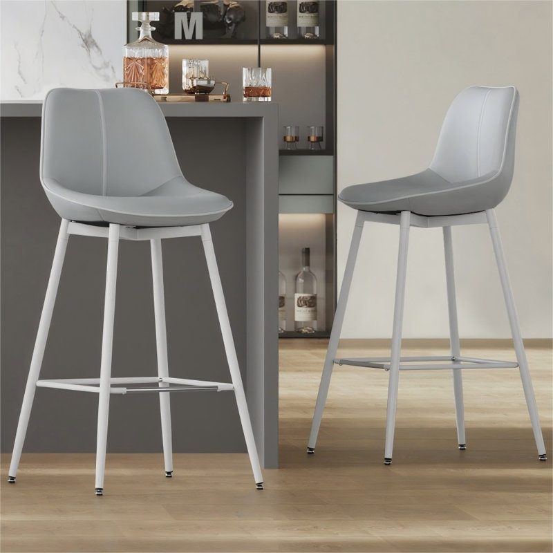 Borna Bar Stools Set of 2, Counter Height Bar Stools, Gray, Bar Stool (28.7" Seat Height)