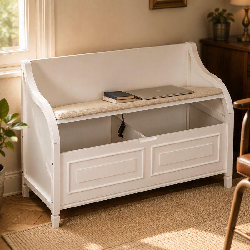 Banc de rangement rustique multifonctionnel