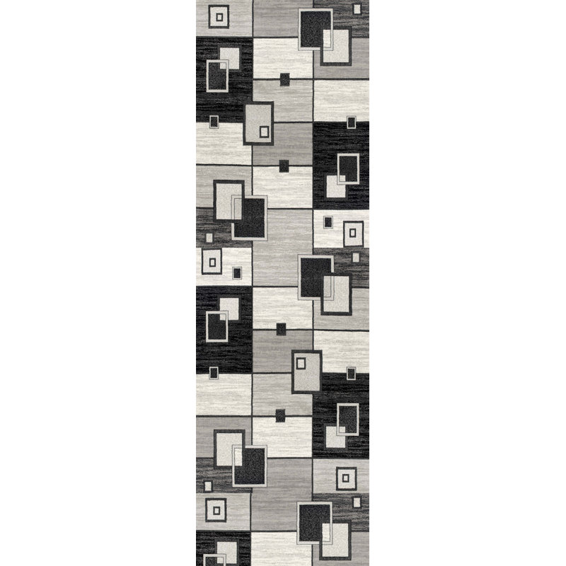 Tapis gris à motif abstrait Dillup-Jones, Rectangle 2 pi 8 po x 5 pi