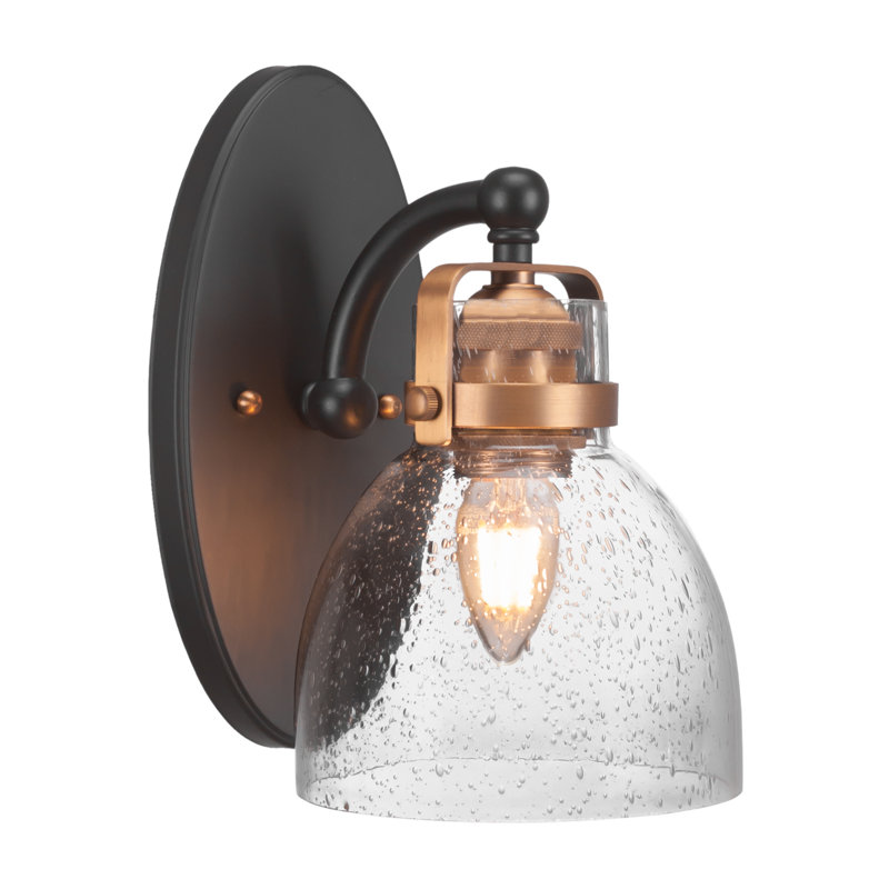 Chavtika Wall Sconce Shown With 6" Glass, Matte Black/Brass, Seedy
