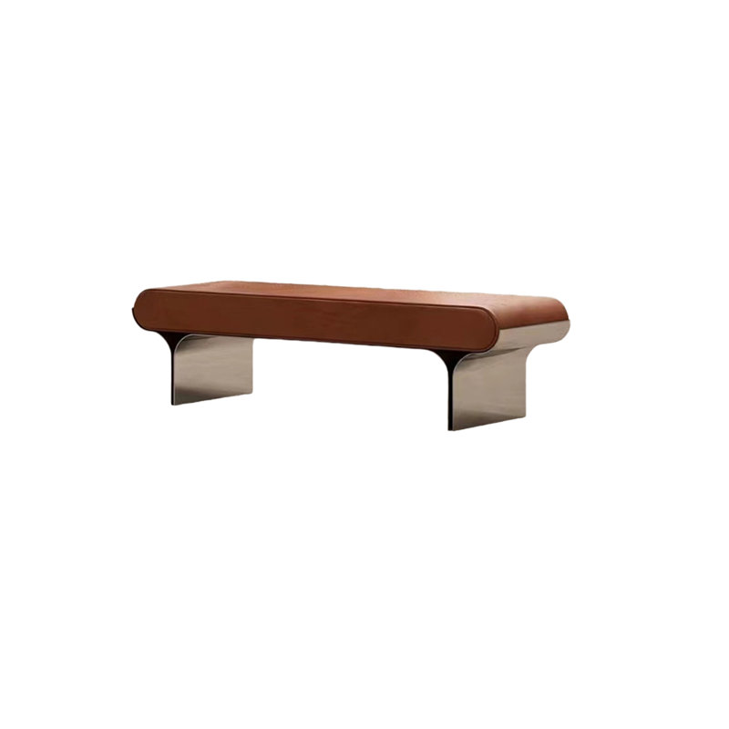 Banc rembourré en cuir véritable Mindert, H 17,71 po x l 55,11 po x P 17,71 po