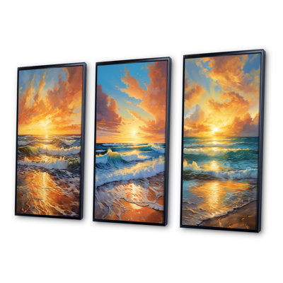 «Beach Photo Sunlit Horizons», 3 pièces