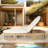 Ekua Acacia Wood Rope Weaving Patio Outdoor Reclining Chaise Lounge With Cream Cushions