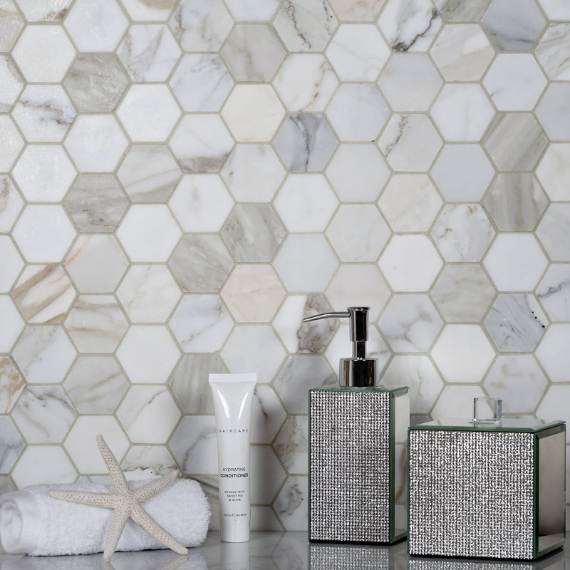 Zebra Hexagonal Tile, Calacatta Gold
