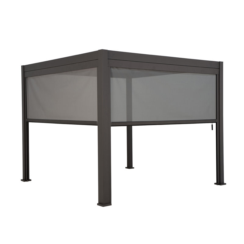 Charcoal Black Adjustable Pull-Down Privacy Screen for Pergola