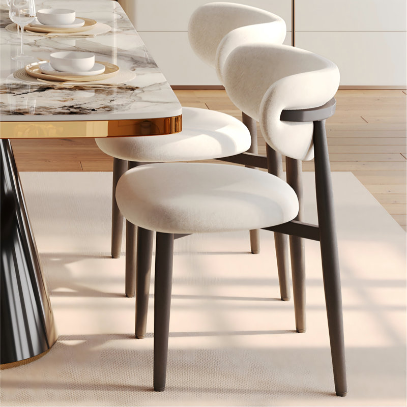 Chaise de salle à manger rembourrée avec structure en métal (ensemble de 2) - Chaise d'appoint gris clair, Gris